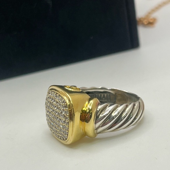 David Yurman Noblesse 18K Gold & Sterling Silver Pave Diamond Ring - Picture 5 of 15